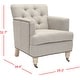 preview thumbnail 9 of 8, SAFAVIEH Manchester Light Grey Tufted Club Chair - 28" x 34.4" x 32.7"