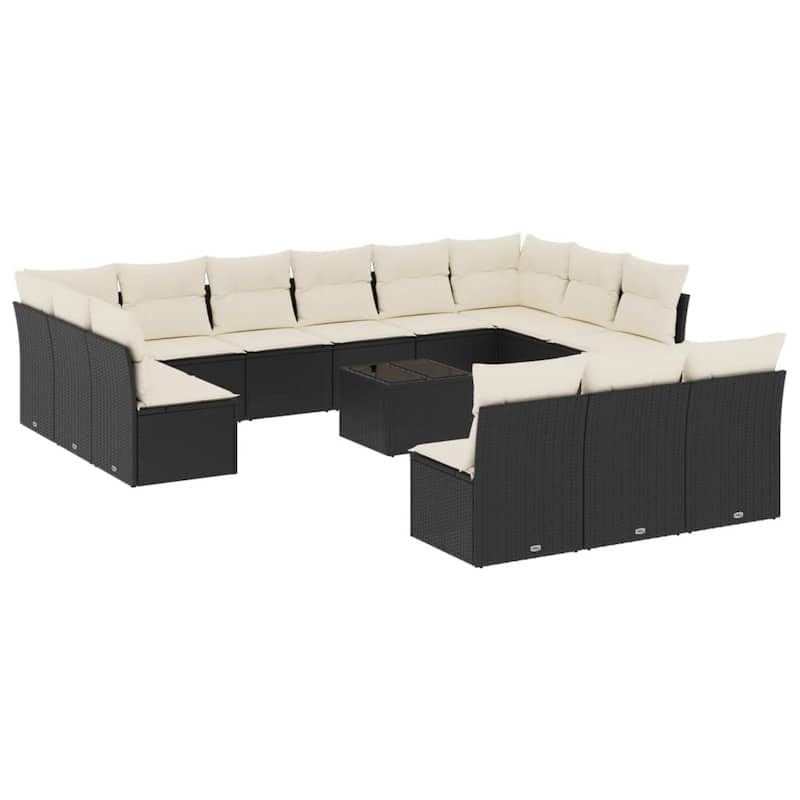 vidaXL Garden Sofa Set Black, Cream White - 21.7 x 21.7 x 14.6
