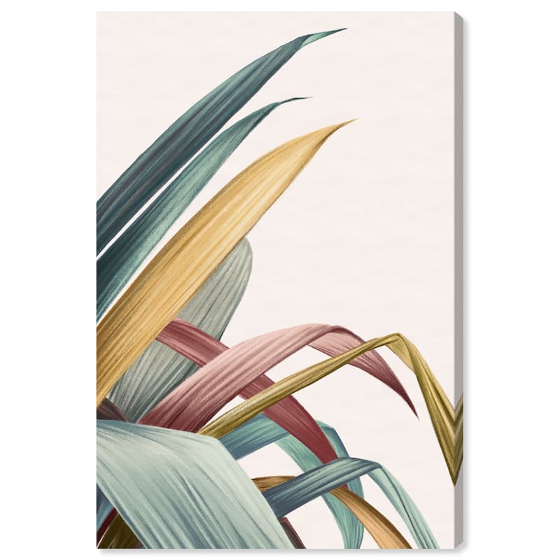 Wynwood Studio Canvas Floral and Botanical Stay Golden Leaves Green and Dark Green Scandinavian Wall Art Canvas Print