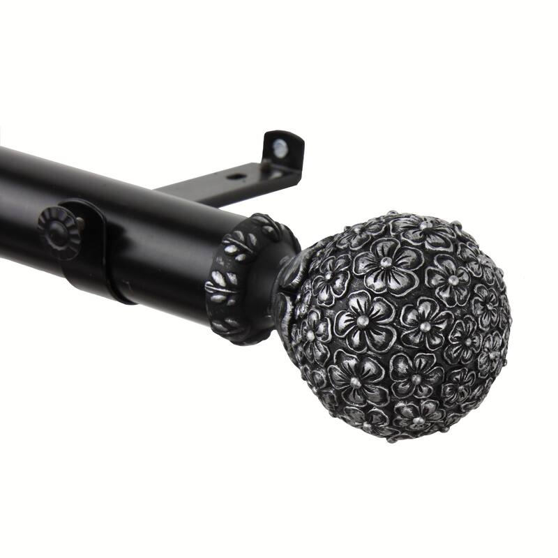 InStyleDesign Eden 1.5 inch Adjustable Curtain Rod - 115 to 165 inch - Black