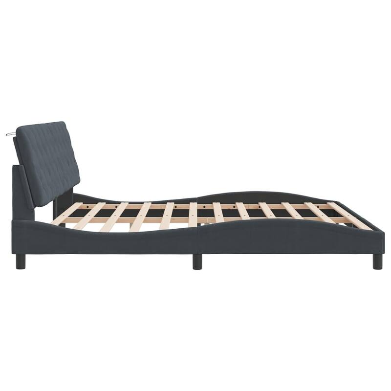 vidaXL Bed Frame with LED without Mattress Dark Gray Velvet