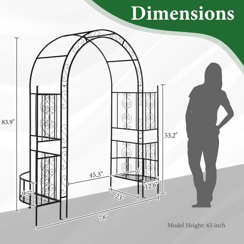 Black Iron Garden Stake Decor with Rustproof Powder Coated Frame for Outdoor Landscaping - 78” x 23” x 83.9”