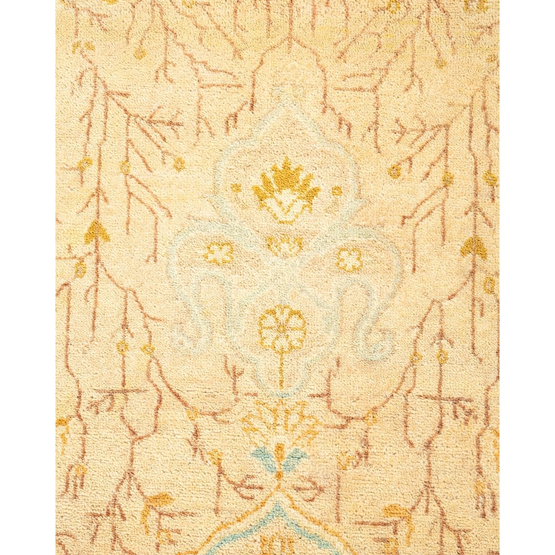 Overton Hand Knotted Wool Traditional Oriental Ivory Area Rug - 5' x 8'