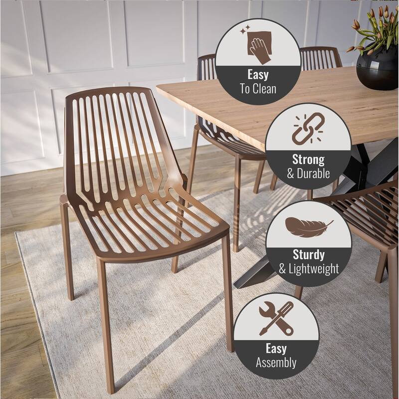 LeisureMod Acken Mid-Century Modern Plastic Dining Chair, Set of 4 - 30.7"