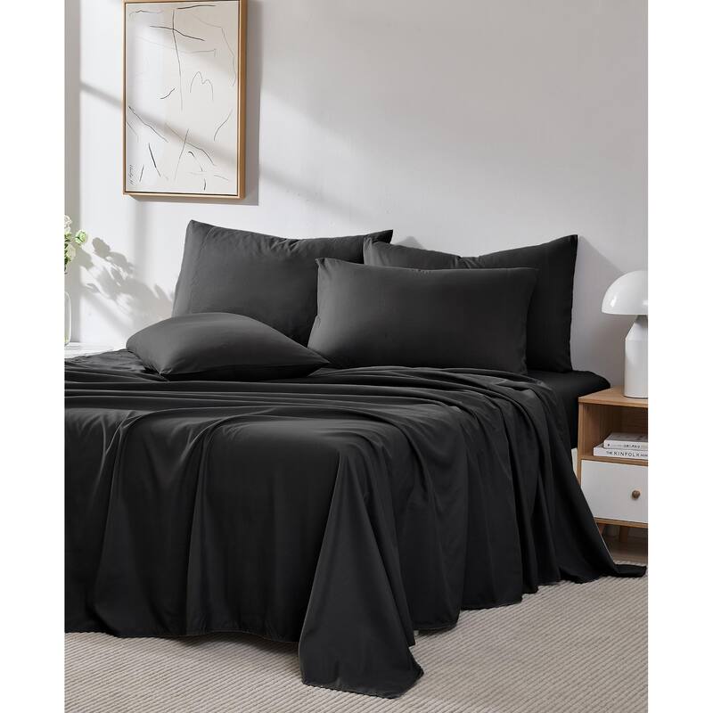 Vilano 6-piece Ultra Soft Extra Deep Pocket Bed Sheet Set - Black - California King