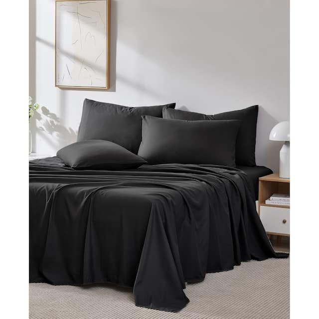 Vilano Series Extra Deep Pocket 6-piece Bed Sheet Set - Queen - Black