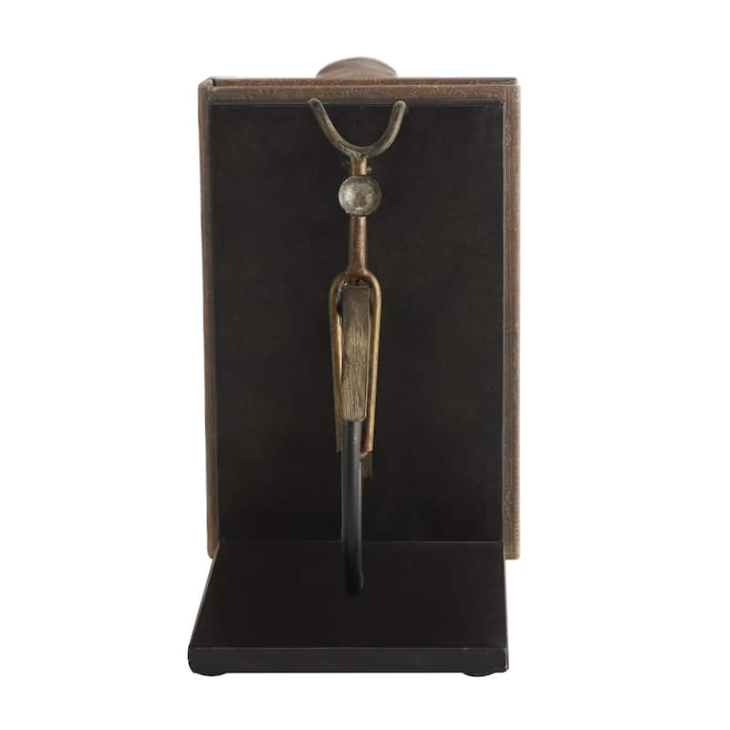 Black Metal Weathered Bike Decorative Bookends (Set of 2)