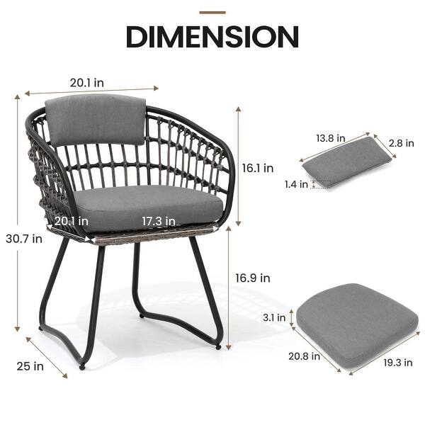 dimension image slide 4 of 6, 7-PC Outdoor Patio Dining Set Rectangular Aluminum Table with Umbrella Hole with Rattan Chair