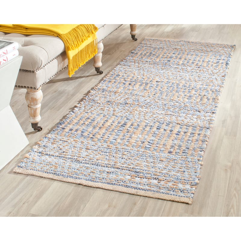SAFAVIEH Handmade Cape Cod Coastal Jute Rug - 2'3" x 6' Runner - Natural/Blue - Runner
