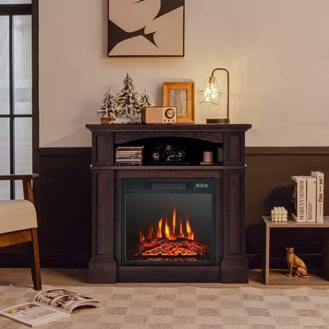 32 Inch 1400W Electric TV Stand Fireplace with Shelf - 13" x 32" x 31"(L x W x H)