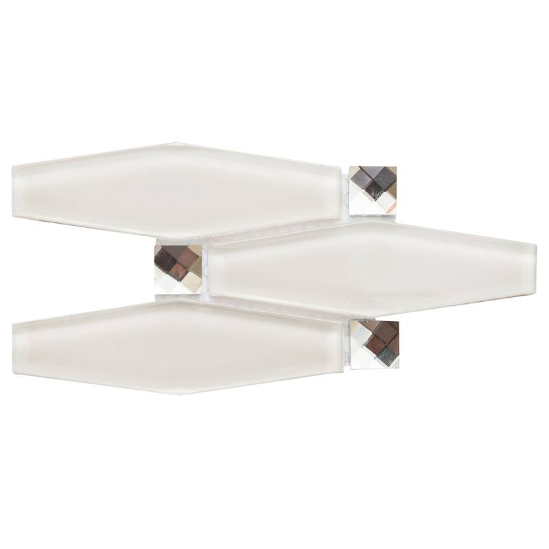 The Tile Life Carrara Diamond 12x12 White Polished Glass Mosaic Wall & Backsplash Tile