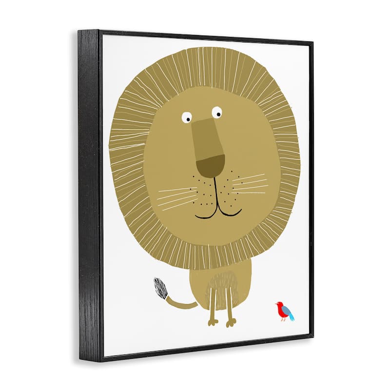 Stupell Friendly Lion & Bird Framed Giclee Art Design By Carla Daly