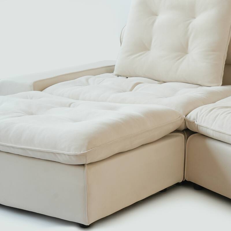 4 - Piece Frosted Velvet Sectional Sofa Oversize Lounge Sleep Couch