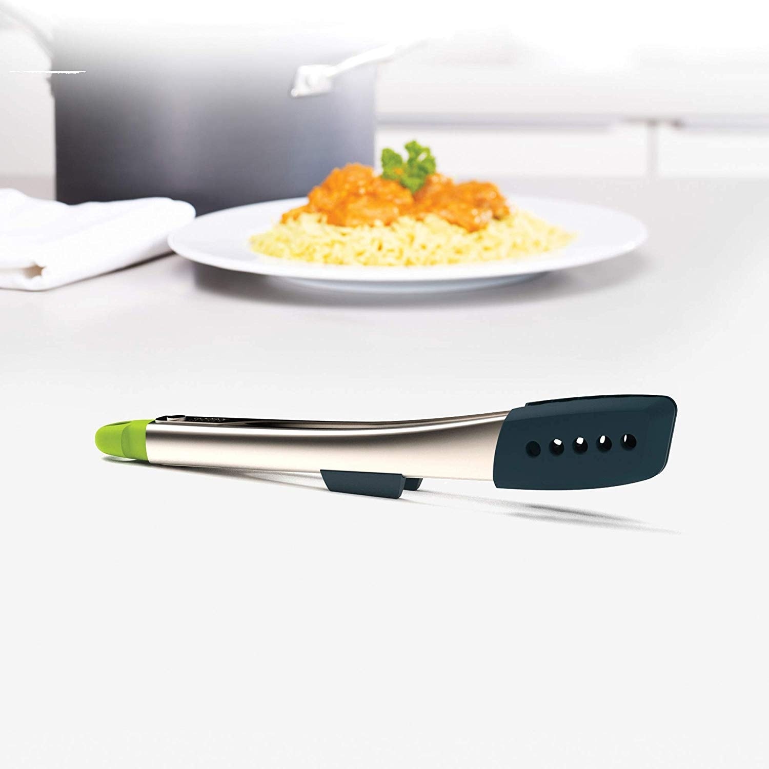 Joseph Joseph 10162 Nâng cao lưỡi thép không gỉ bằng đầu mút silicone, một kích thước, xám / xanh lá cây