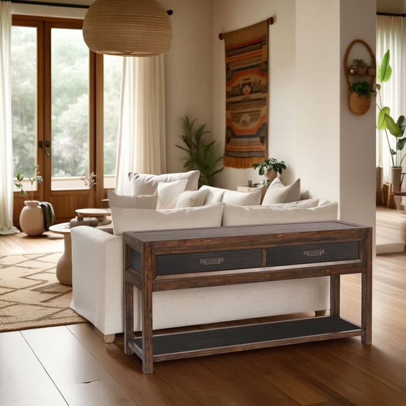 Bridgevine Home Branson 2-drawer Sofa Table, No Assembly Required, Two-Tone Finish