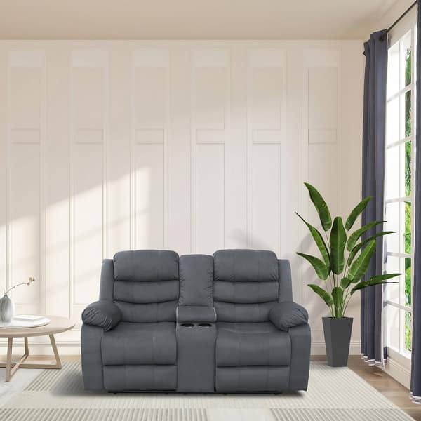 slide 2 of 8, Januri 65" Velvet Reclining Livingroom Loveseat Grey