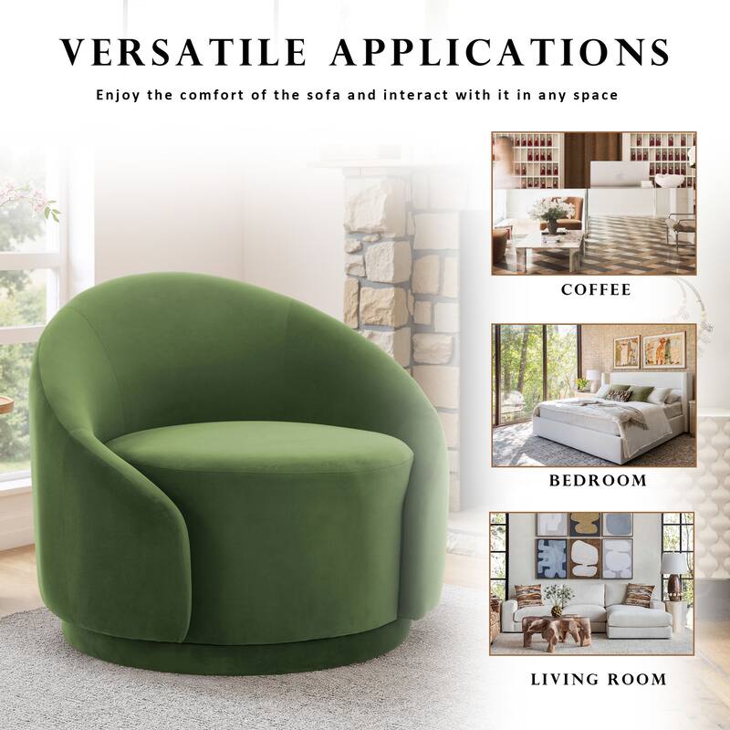 Modern Upholstered Swivel Barrel Chair Accent Lounge Chair