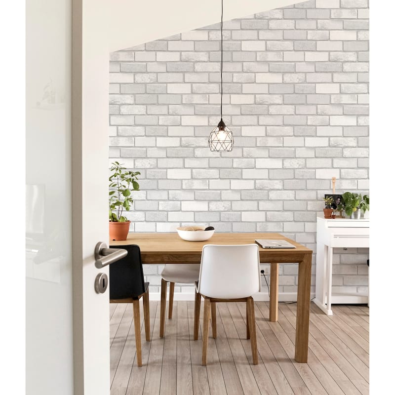 Diamond Glitter Brick Vinyl Wallpaper - 20.8 in. W x 33 ft. L