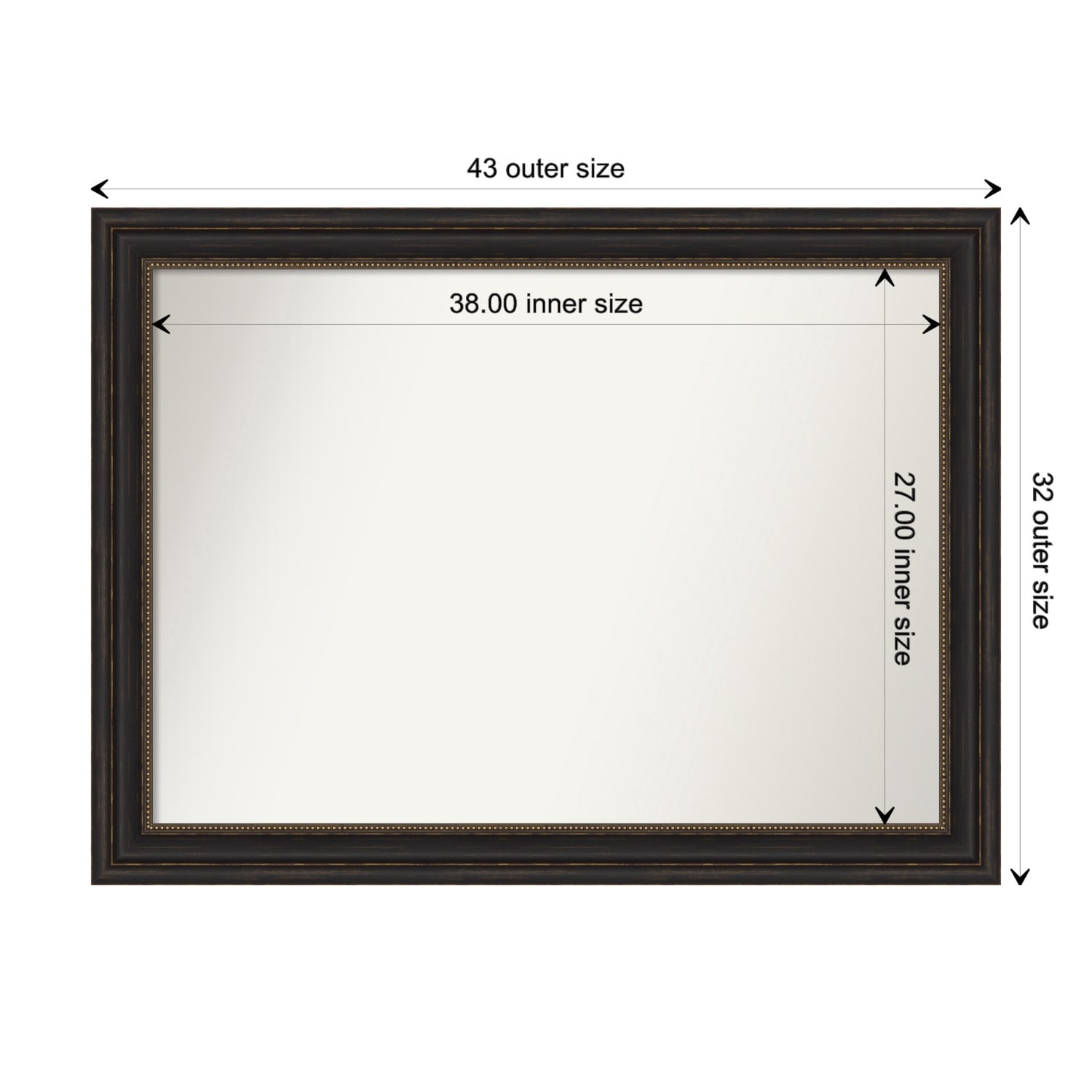 Accent Bronze Framed Non-Beveled Custom Wall Mirror, Bathroom Vanity Mirror
