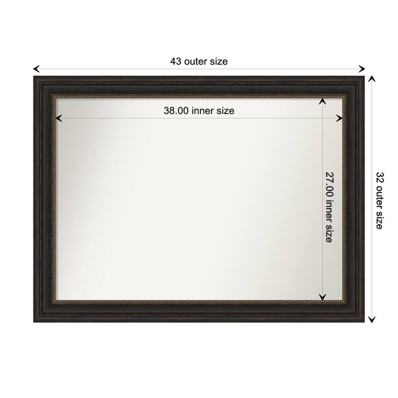 Accent Bronze Framed Non-Beveled Custom Wall Mirror, Bathroom Vanity Mirror - Outer Size: 43 x 32