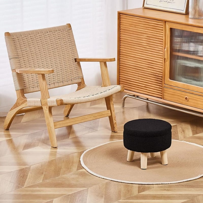 Storage Ottoman Modern Round Footrest