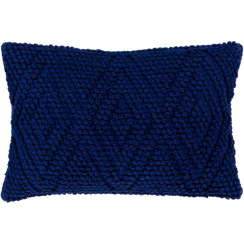 Nadra Hand Woven Blue 14 x 22-inch Down or Poly Filled Lumbar Pillow - Polyester