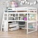 preview thumbnail 17 of 30, Modern Full Size Loft Bed With Desk And Shelves,Two Built-in Drawers,For Bedroom White