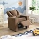 preview thumbnail 1 of 0, Kids Recliner Chair, Upholstered Couch With One Cup Holder, Footrest, Backrest - 17.7”L x 21.3”W x 25.6”H Brown