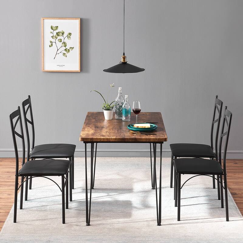 VECELO 5-Pieces Dining Set with Dining Chairs Set of 4