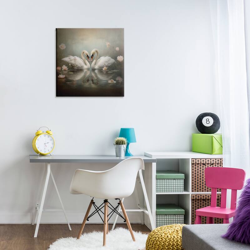 Stupell Romantic Swans in Floral Pond Canvas Wall Art Design By Arlington Prints
