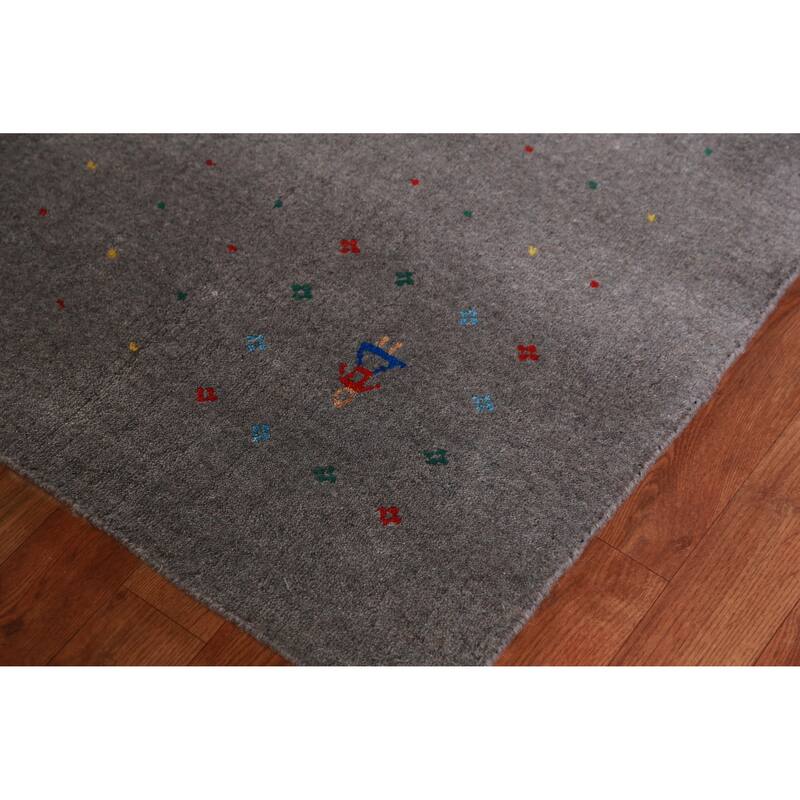 Hand Knotted Oriental 100% Wool Carpet Tribal Tribal Greys & Charcoal Gabbeh Area Rug - 12' 3'' X 8' 11''