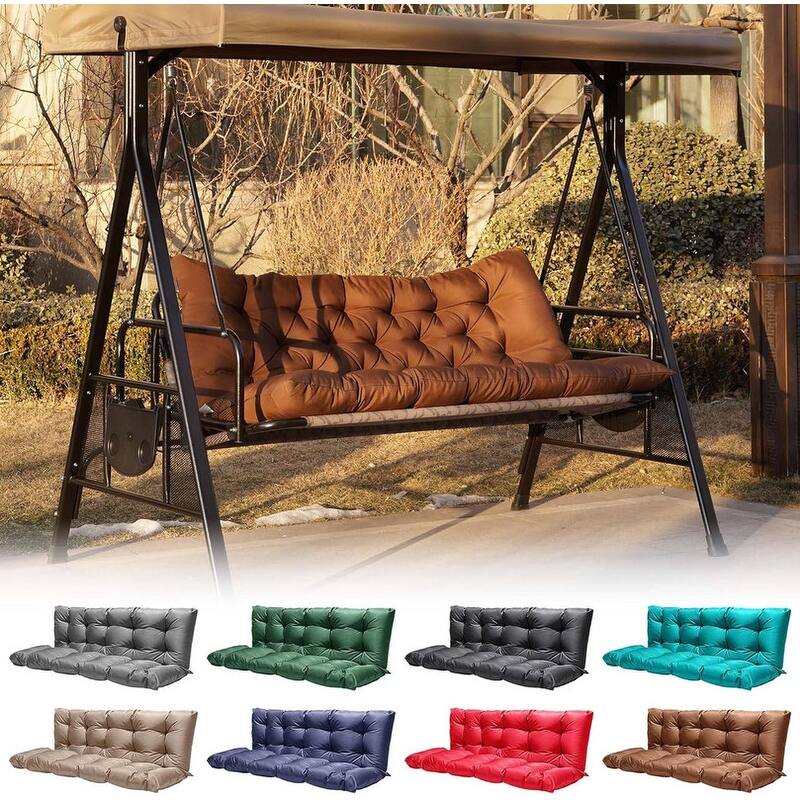Outdoor Swing Cushions Replacement, Outdoor Thickened Bench Cushion with Ties for Porch,Patio,Backyard,Garden - 40*60 in - Brown