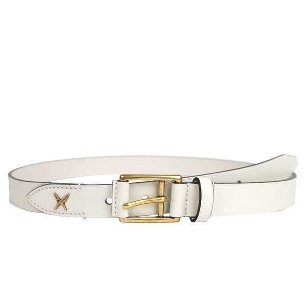 Shop Gucci Men&#39;s Feather White Leather Belt Gold Buckle Detail 375182 9022 - Free Shipping Today ...