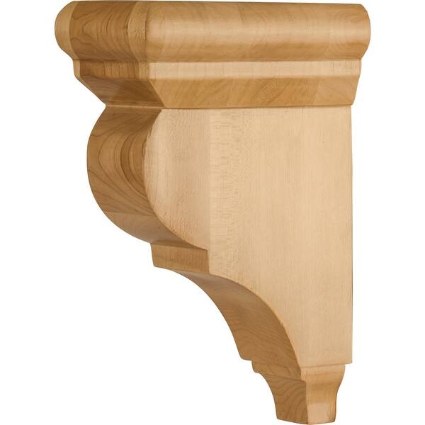 slide 1 of 1, Hardware Resources Corbel with Decorative Styling, 8"H x 3"W x 5-1/2"D Natural Hard Maple