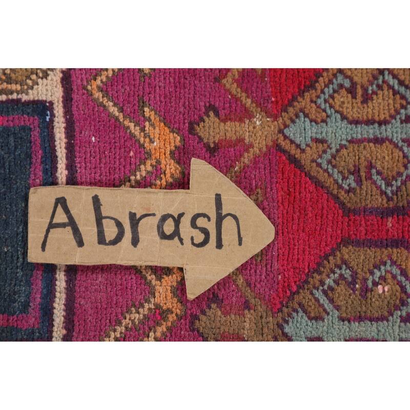 Navy Blue Meshkin Persian Vintage Runner Rug Handmade Wool Carpet - 4'3"x 11'8"
