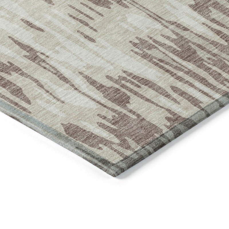 Machine Washable Indoor/ Outdoor Modern Watercolor Chantille Rug
