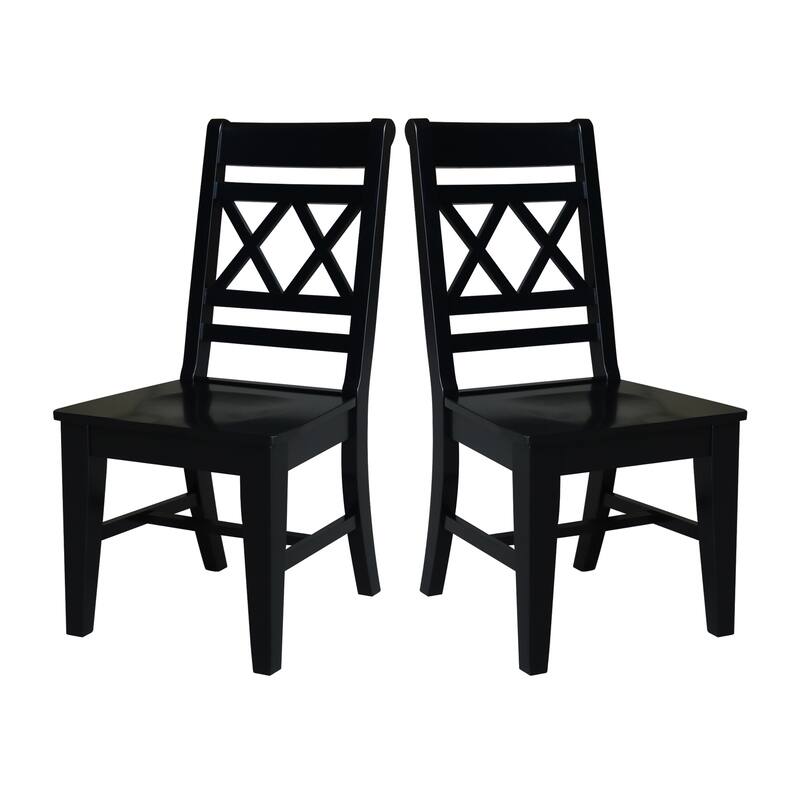 Solid Wood Double X-Back Dining Chairs, Set of 2