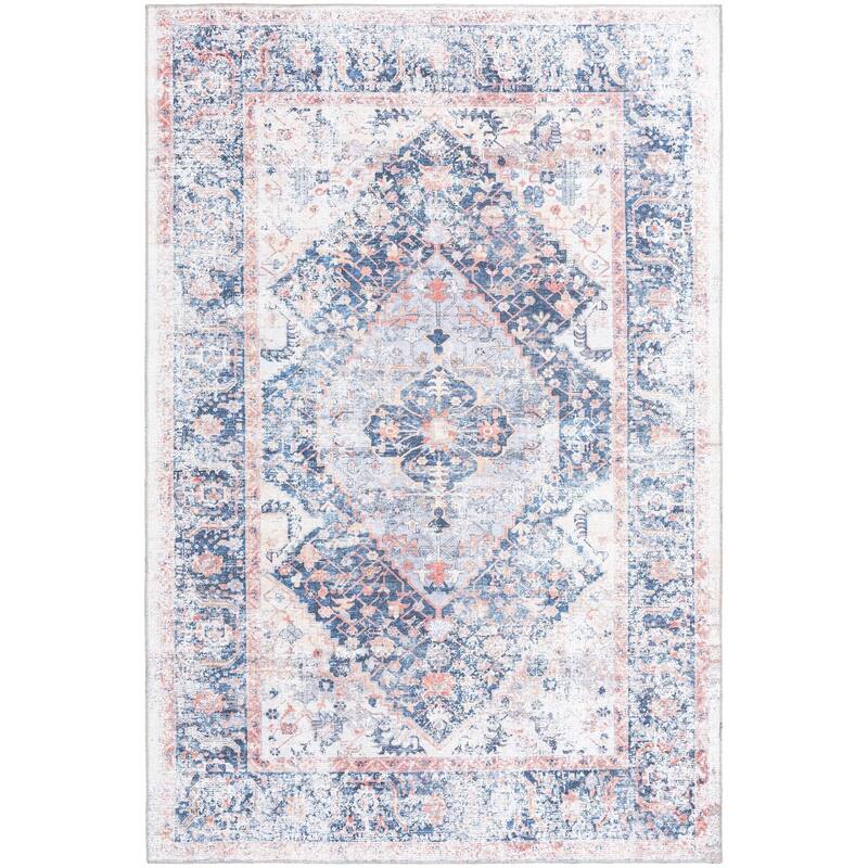 Traditional Tira Collection Area Rug - 6'x9' - Navy Blue