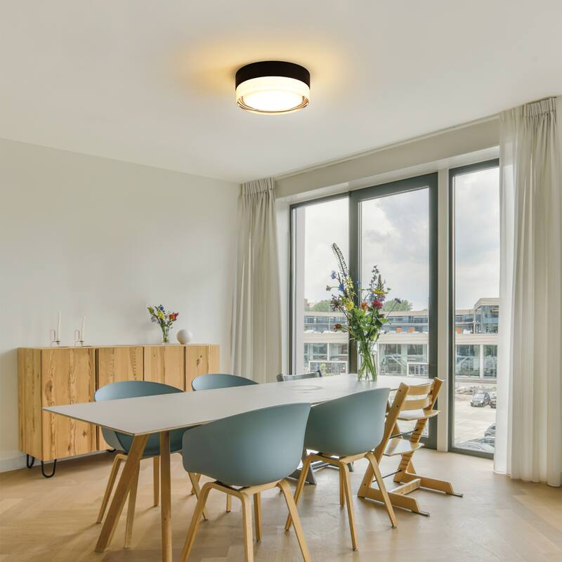 Small Size Flush Mount Ceiling Light 24W Glass Lampshade