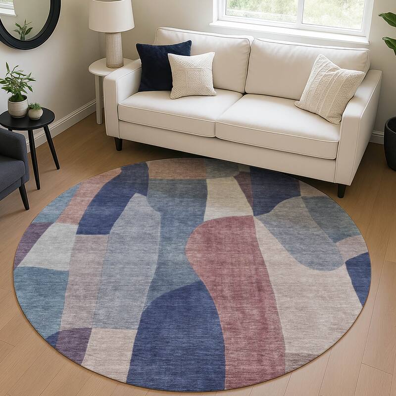 Machine Washable Indoor/ Outdoor Contemporary Layers Chantille Rug