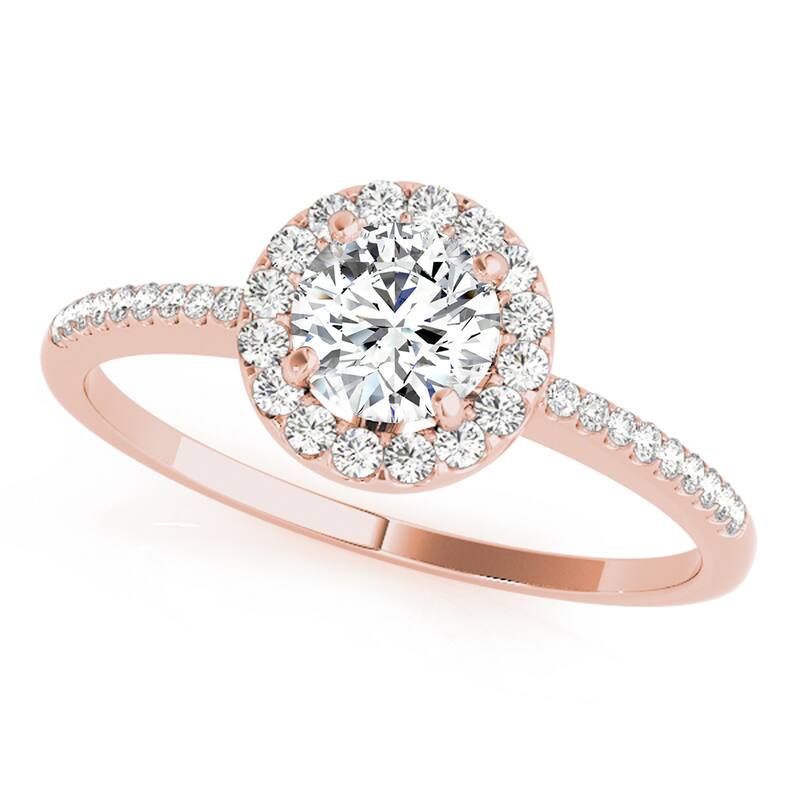 Auriya 14k-Rose Gold Lab Grown Round Diamond Halo Engagement Ring 0.50 to 5.00 ct. tw. (F-G VS) - 5.5 - 4.00 ct. tw.