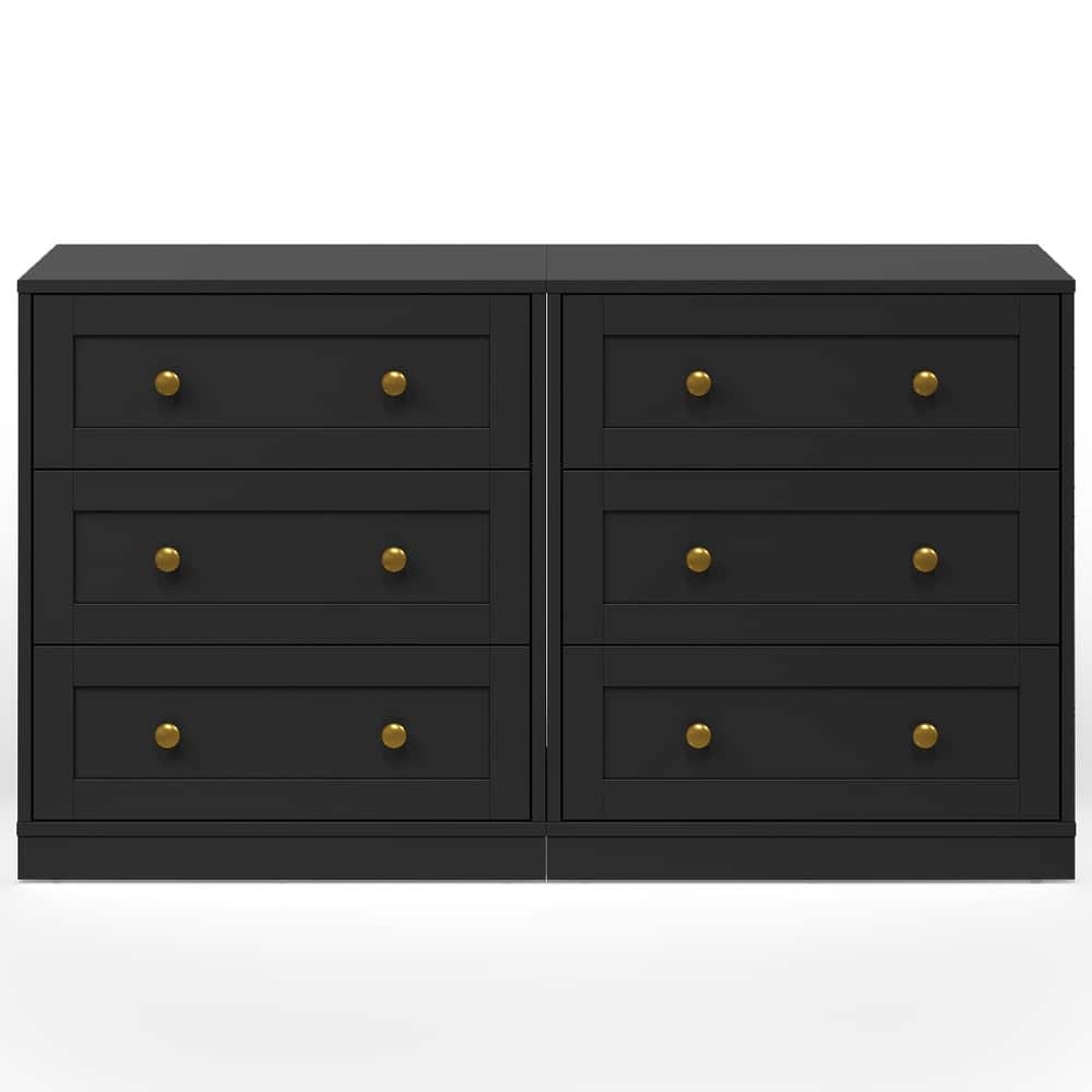 Set of 2 Modern Nightstands with 3 Drawers