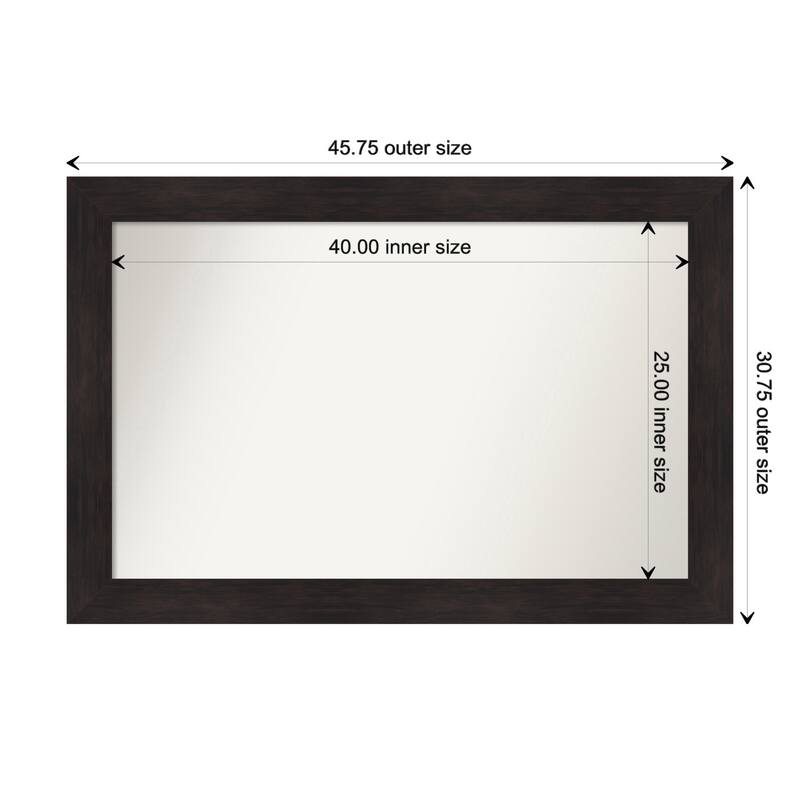 Furniture Espresso Framed Non-Beveled Custom Wall Mirror, Bathroom Vanity Mirror - Outer Size: 45.75 x 30.75