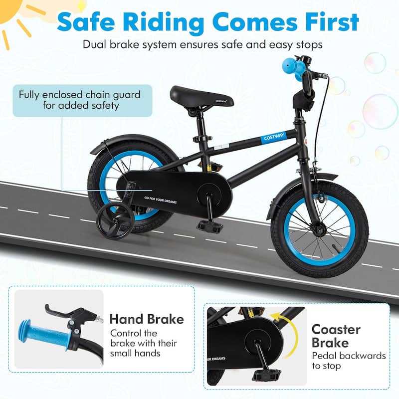 Costway 12" Kids Bike with Adjustable Saddle Handlebar Removable - See Details