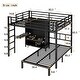 preview thumbnail 4 of 10, Full XL Over Twin Metal Bunk Bed with Folding Desk Closet LED Space-Saving Black