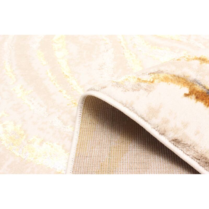 ECARPETGALLERY Machine Made Clara Gold Area Rug