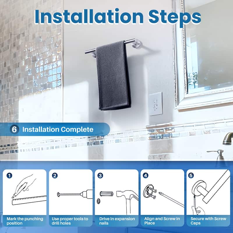 WOWOW Mutiple Length Wall Mounted Stainless Steel Towel Bar