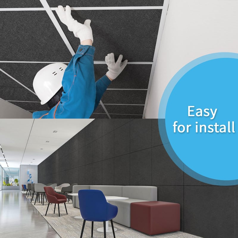 Art3d 12pcs Flexible PET Acoustic Wall Tiles Ceiling Tiles Cover 48 Sq.Ft.