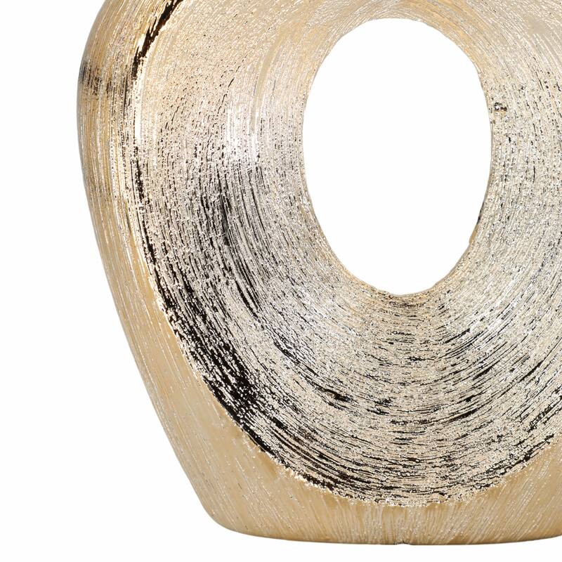 Modern Ceramic Textured Oval Cut-Out Vase - Home Decor - 13"