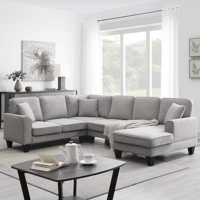 108" Oversized U-Shape Sofa, 7 Seat Fabric Sectional Sofa Set with 3 Pillows, for Living Room, Apartment, Office Etc